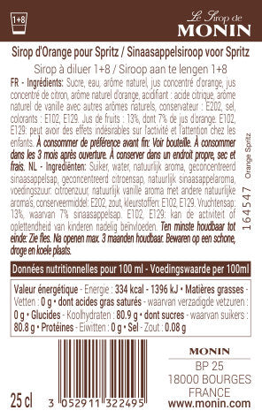 Le Sirop de MONIN Orange Spritz