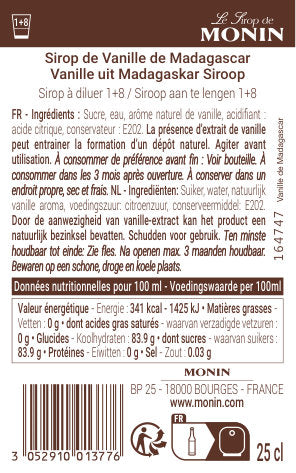 Le Sirop de MONIN Vanille de Madagascar