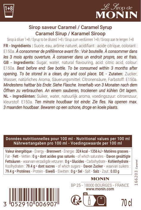 Le Sirop de MONIN Saveur Caramel
