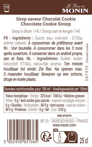 Le Sirop de MONIN Saveur Chocolat Cookie