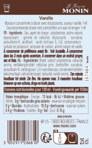 Le Sirop de MONIN Saveur Vanille sans sucre