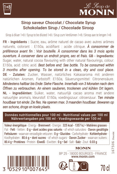 Le Sirop de MONIN Saveur Chocolat