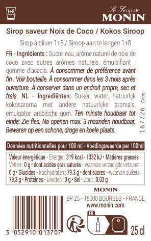 Le Sirop de MONIN Saveur Noix de Coco