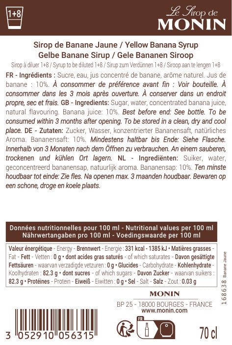 Le Sirop de MONIN Banane Jaune