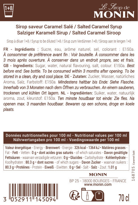 Le Sirop de MONIN Saveur Caramel Salé