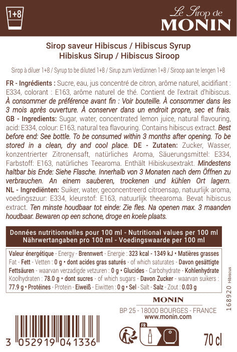 Le Sirop de MONIN Saveur Hibiscus