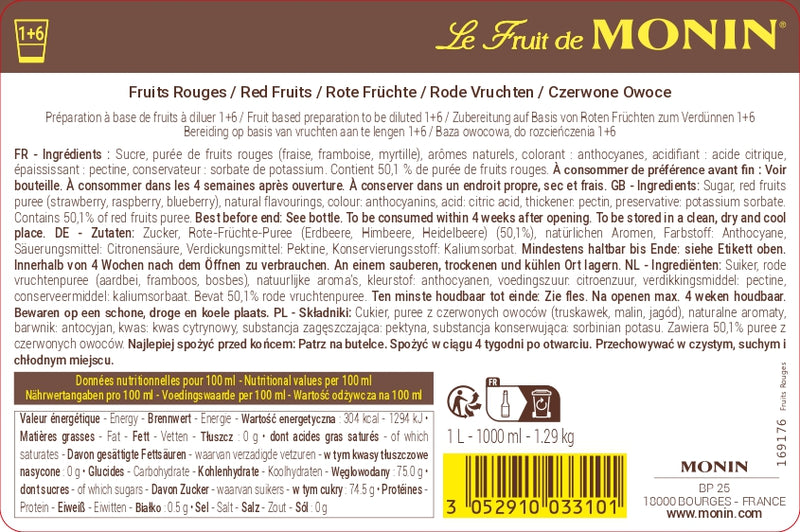 Le Fruit de MONIN Fruits Rouges