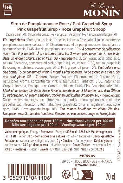 Le Sirop de MONIN Pamplemousse Rose