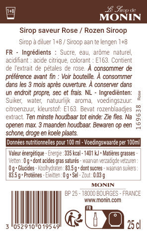 Le Sirop de MONIN Saveur Rose