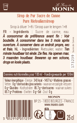 Le Sirop de MONIN Sucre de Canne