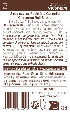 Le Sirop de MONIN Saveur Roulé à la Cannelle
