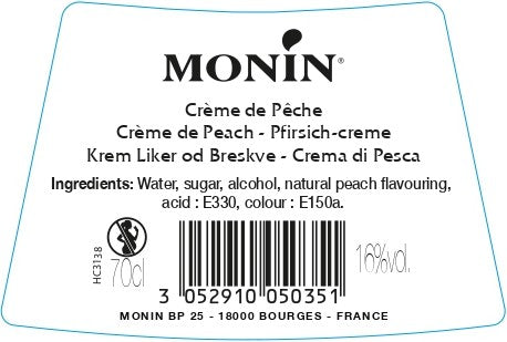 La Liqueur de MONIN Crème de Pêche 70cl (16%)