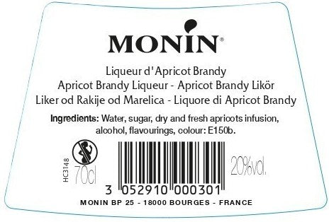 La Liqueur de MONIN Abricot 70cl (20%)