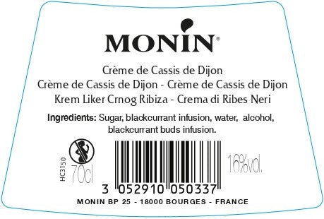 La Liqueur de MONIN Crème de Cassis 70cl (16%)