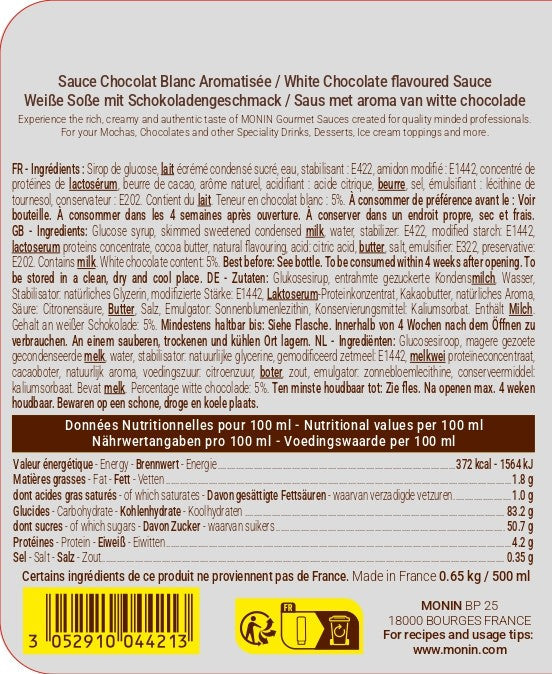 La Sauce de MONIN Chocolat Blanc
