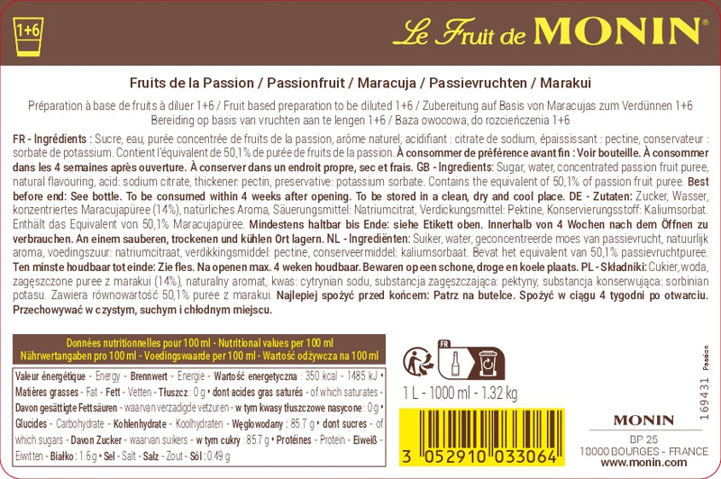 Le Fruit de MONIN Fruit de la Passion