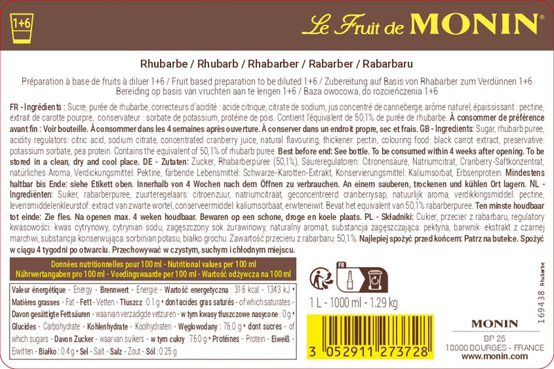 Le Fruit de MONIN Rhubarbe