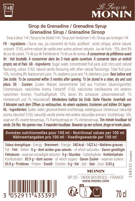 Le Sirop de MONIN Grenadine
