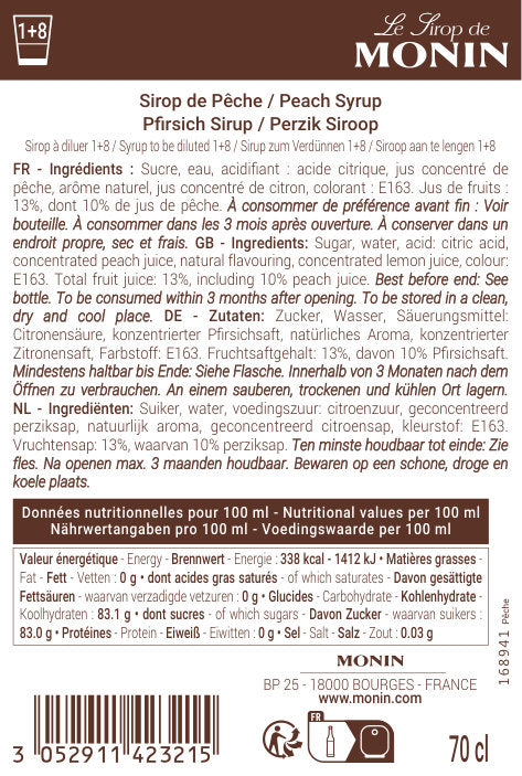 Le Sirop de MONIN Pêche