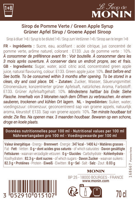 Le Sirop de MONIN Pomme Verte