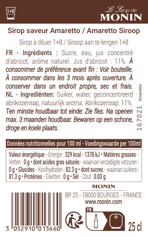 Le Sirop de MONIN Saveur Amaretto