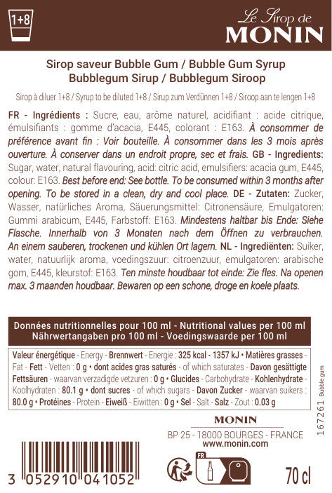 Le Sirop de MONIN Saveur Bubble Gum