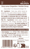 Le Sirop de MONIN Saveur Gingembre