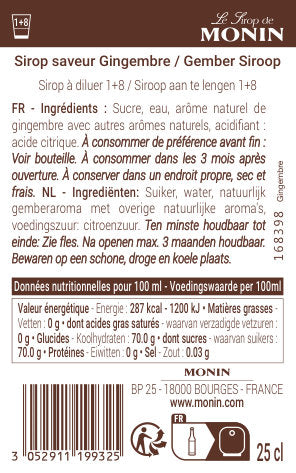Le Sirop de MONIN Saveur Gingembre