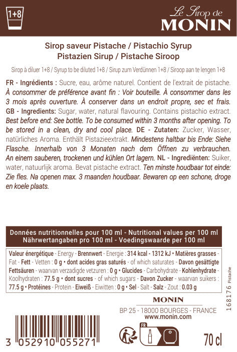 Le Sirop de MONIN Saveur Pistache