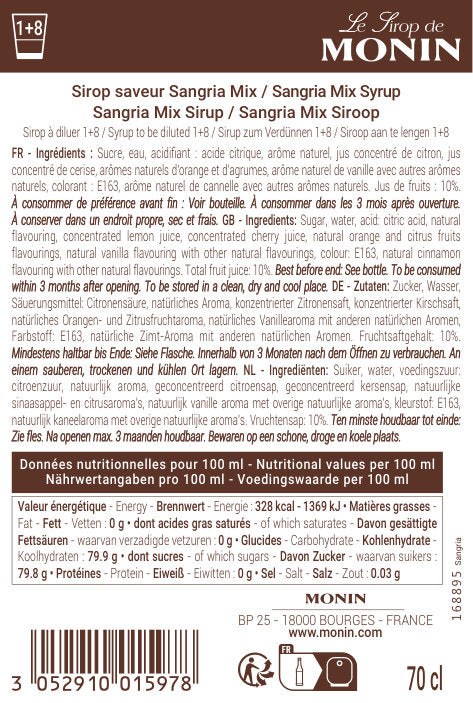 Le Sirop de MONIN Saveur Sangria Mix