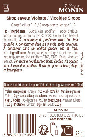 Le Sirop de MONIN Saveur Violette 25cl