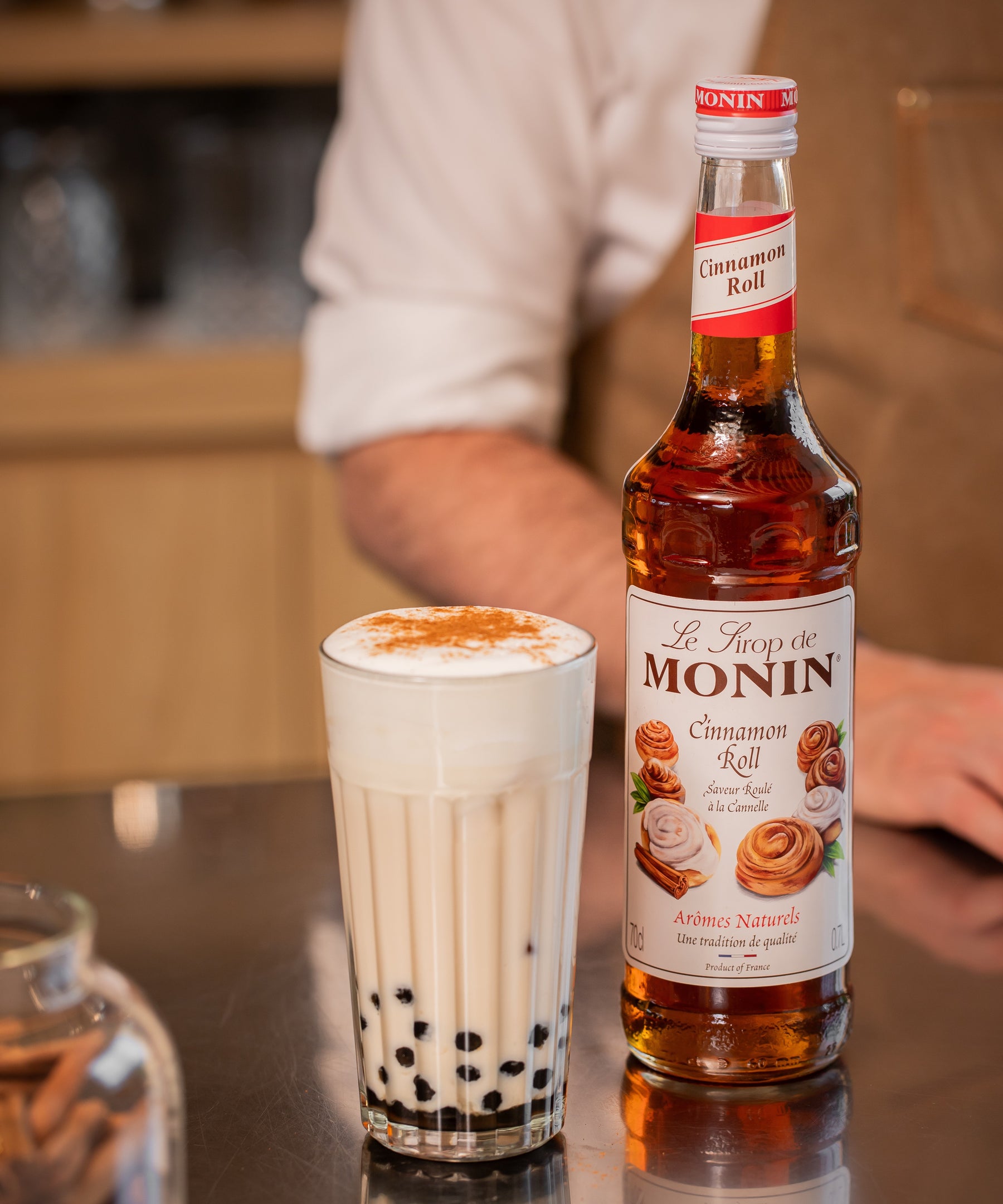 Bubble Tea Sirop Saveur Roulé à la Cannelle + bouteille - Monin France